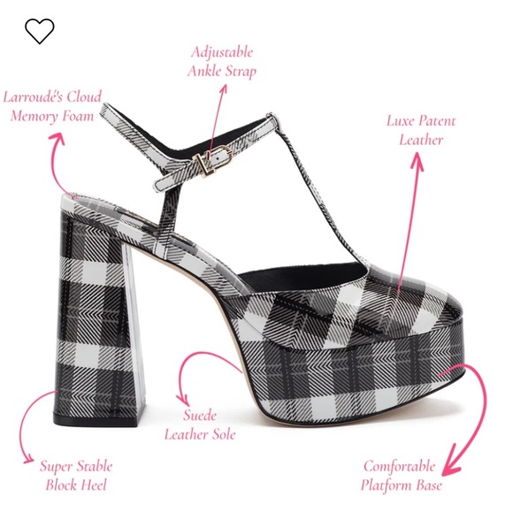 Larroude Pixie Pump In Black and White Plaid Patent - Picture 5 of 8